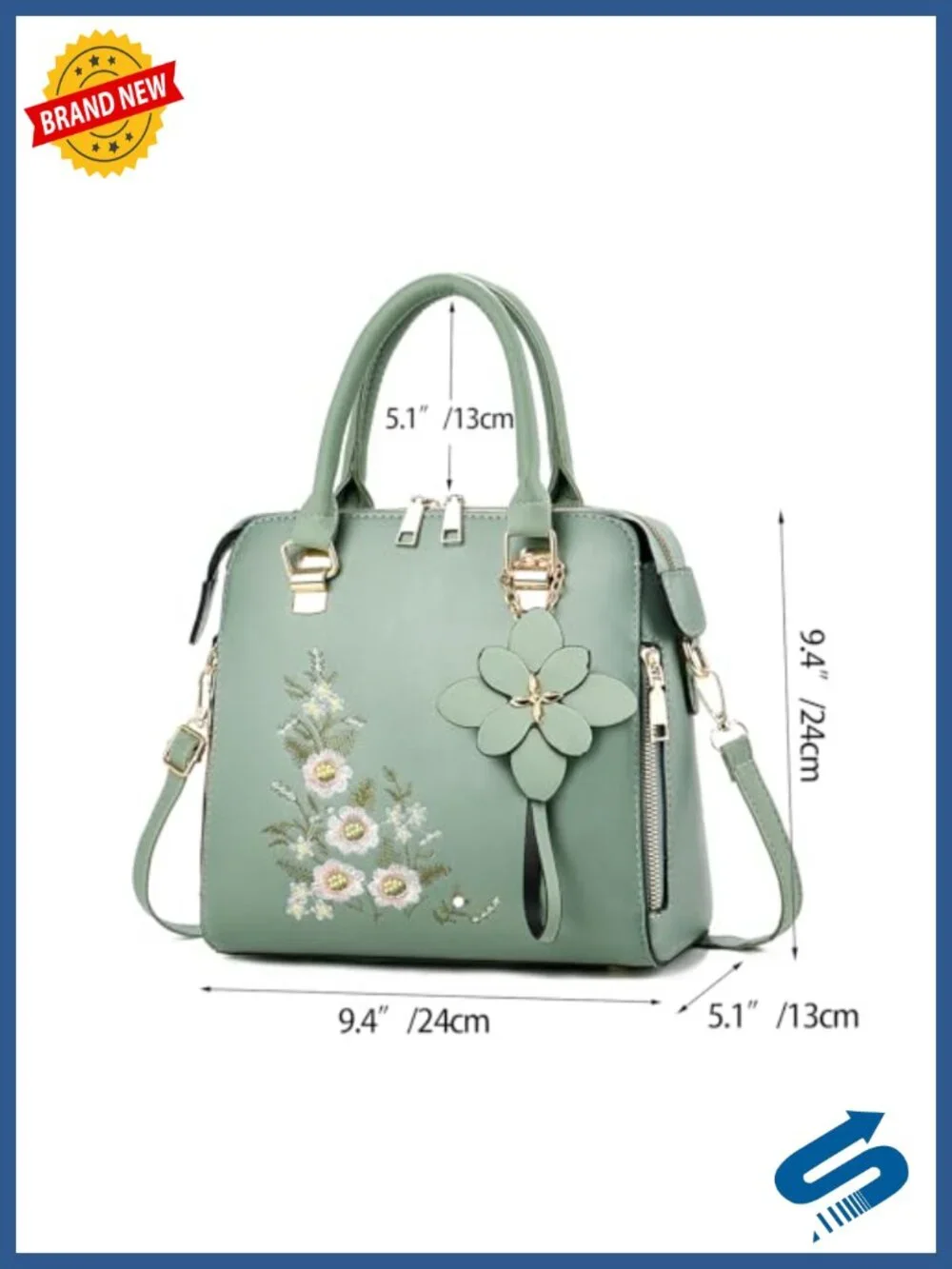 Embroidered Satchel Top Handle Purses Lightweight Totes Crossbody Shoulderbag